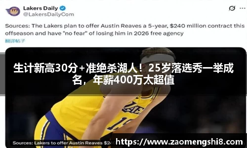 生计新高30分+准绝杀湖人！25岁落选秀一举成名，年薪400万太超值